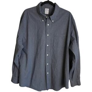Brooks Brothers Button Down Shirt Checked Regent Blue White Sz XXL Cotton